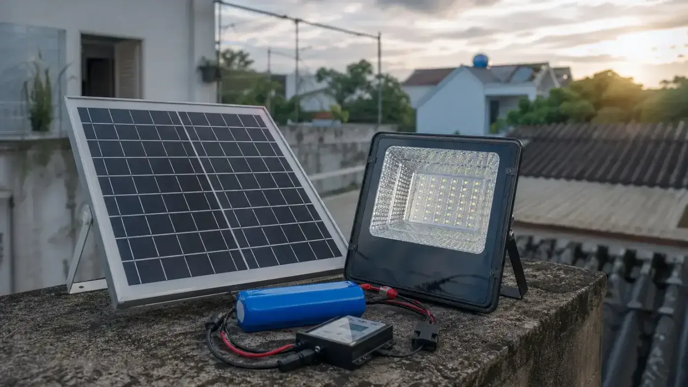 Cấu tạo và nguyên lý hoạt động của đèn năng lượng mặt trời 100W – Đèn năng lượng mặt trời 100W