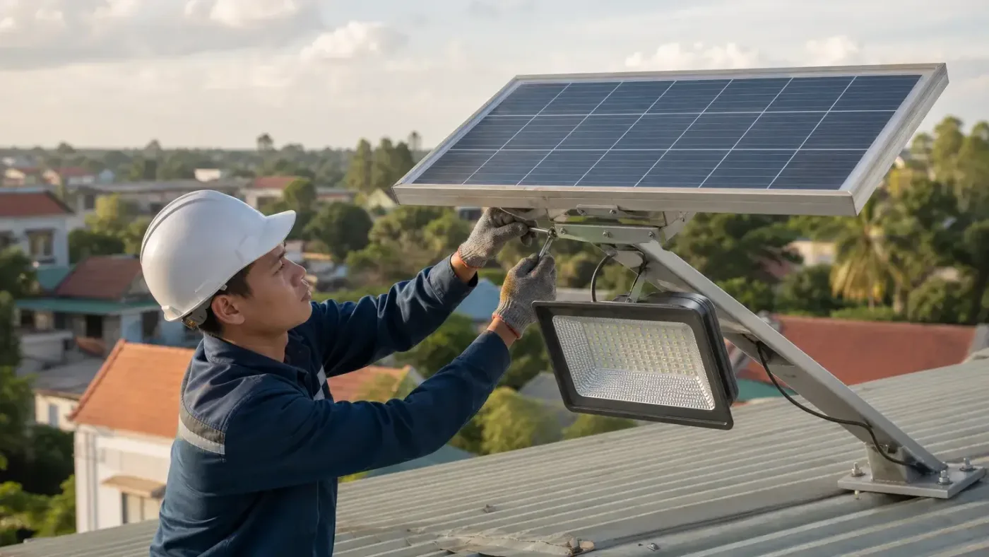 Hướng dẫn lắp đặt đèn năng lượng mặt trời 300W đúng cách – Đèn năng lượng mặt trời 300W